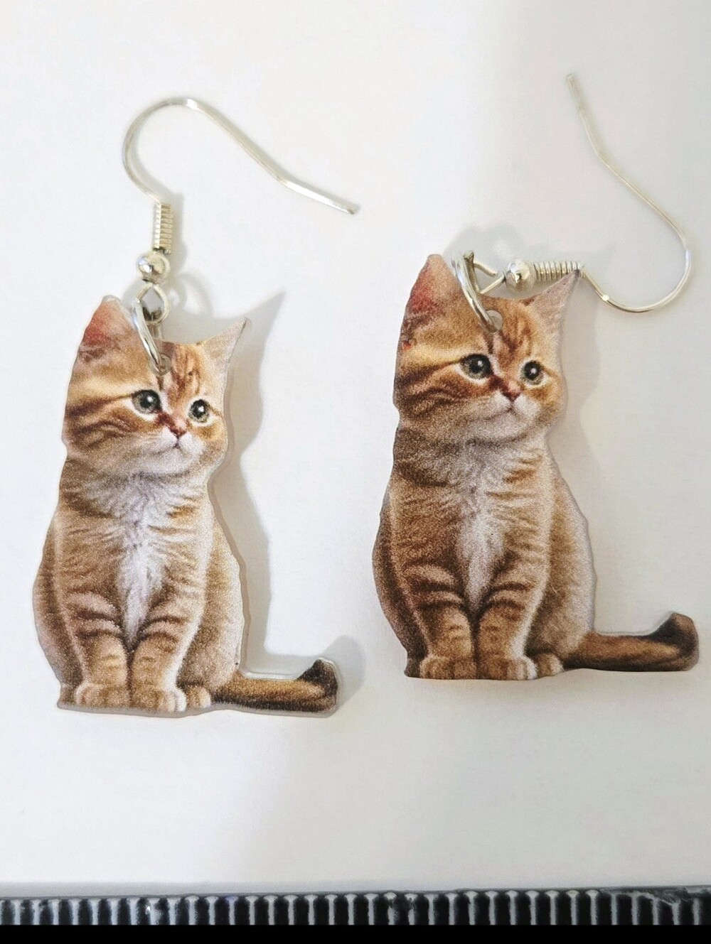 Pretty Orange Cat Tabby Kitten Dangle Earrings - Picture 16 of 16